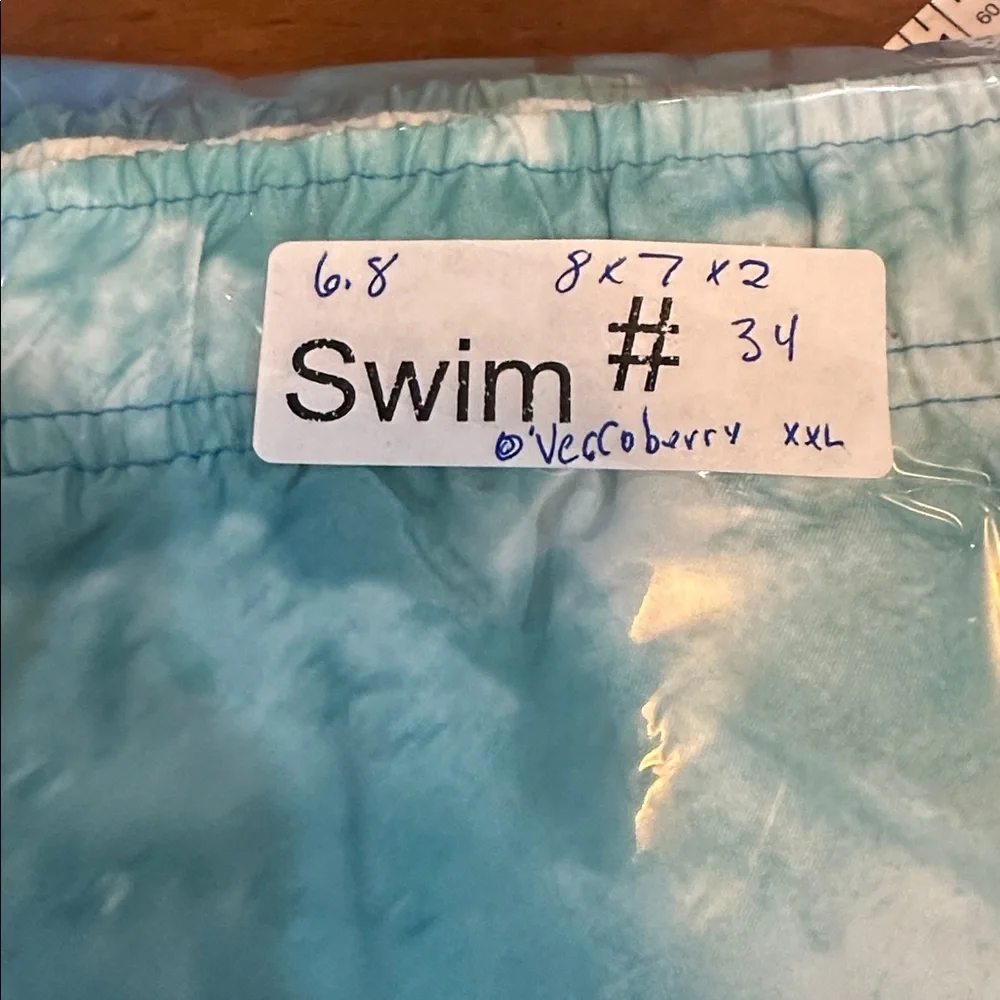 Men’s Veccoberry swim trunks, blue with palm trees ‎ size XXL